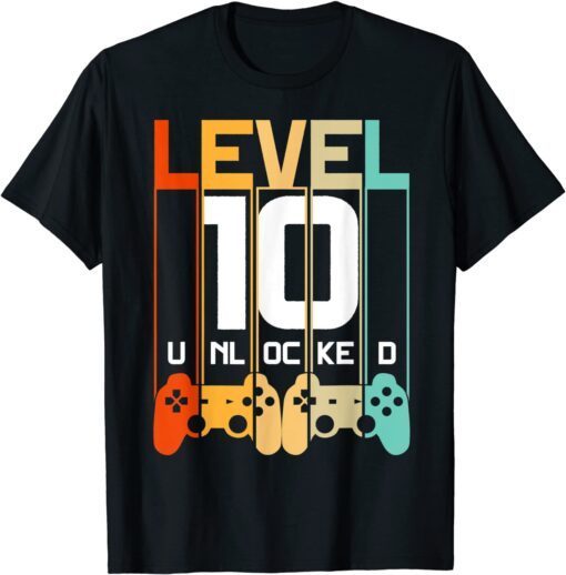 Level 10 Unlocked 10th Birthday Matching Video Game Tee Shirt