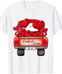 Loads Of Love Hearts Red Truck Valentine's Day Tee Shirt