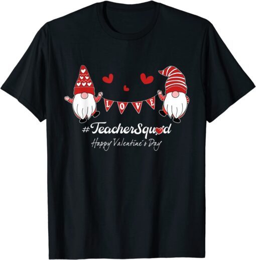 Love Gnome Teacher Squad Happy Valentine Gnome Buffalo Plaid Tee Shirt