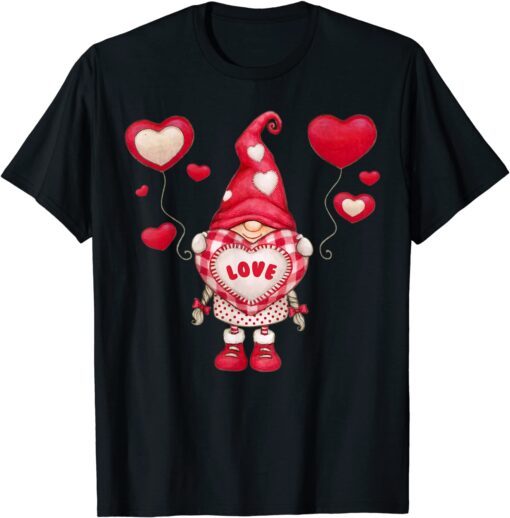 Love Gnome Valentines Day, Cute Heart Gnome Valentine Tee Shirt