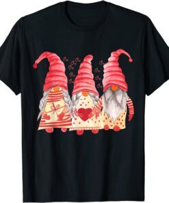 Love Gnome Valentines Day Hearts Love Buffalo Plaid Tee Shirt