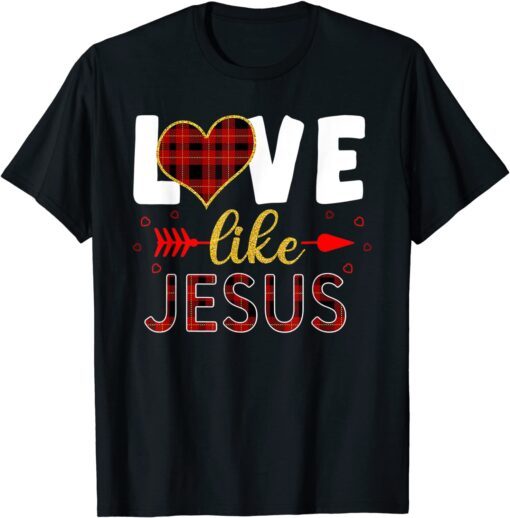 Love Like Jesus Leopard Print Valentines Day Tee Shirt