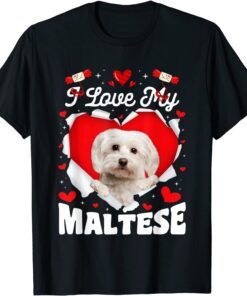 Love My Maltese Valentine Dog Lover Tee Shirt