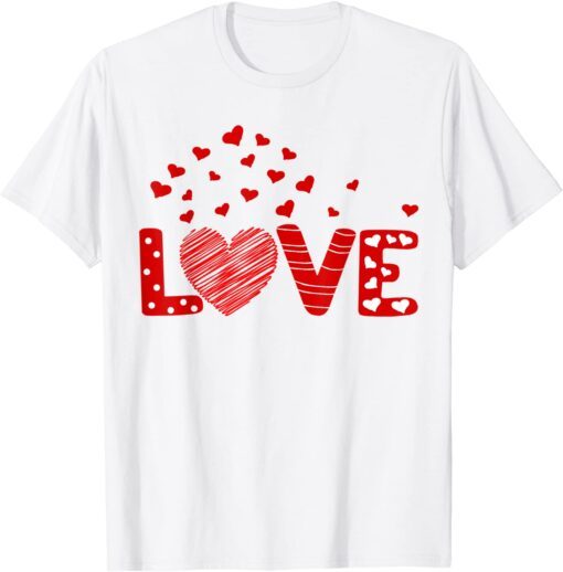 Love Red Hearts Cute Valentines Day Tee Shirt