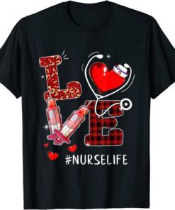 Love Stethoscope Heart School Nurse Valentines Day Tee Shirt