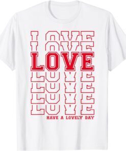 Love You - Cute Cursive Love Valentines Day Red Top Tee Shirt