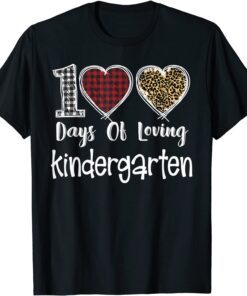 Loving 100 Days of School Kindergarten Teacher Leopard Plaid Tee Shirt