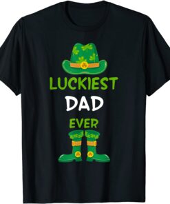 Luckiest Dad Ever Irish St Patricks Day Family Tee Shirt