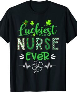 Luckiest Nurse Ever Buffalo Plaid St Patrick's Day Tee Shirt