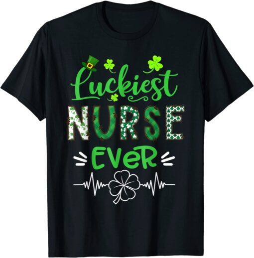 Luckiest Nurse Ever Buffalo Plaid St Patrick's Day Tee Shirt