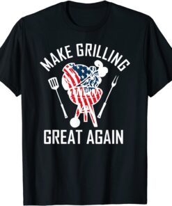 Make Grilling Great Again Trump USA Flag BBQ Grilling Tee Shirt