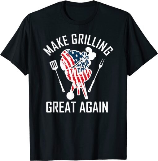 Make Grilling Great Again Trump USA Flag BBQ Grilling Tee Shirt