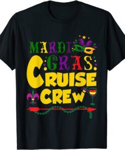 Mardi Gras 2022 Beads Cruise Crew Cruising Wreath Feathers Tee Shirt