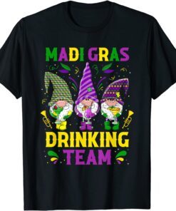 Mardi Gras Drinking Team Wine Party Lover Gnome Tee Shirt