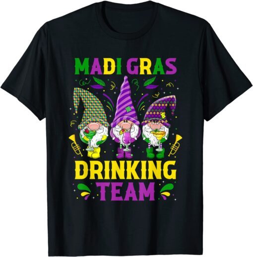 Mardi Gras Drinking Team Wine Party Lover Gnome Tee Shirt