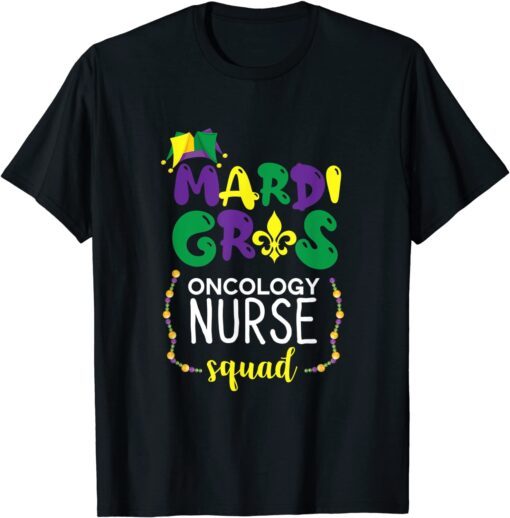 Mardi Gras Oncology Nurse Fleur De Lis Jester Hat Carnival Tee Shirt