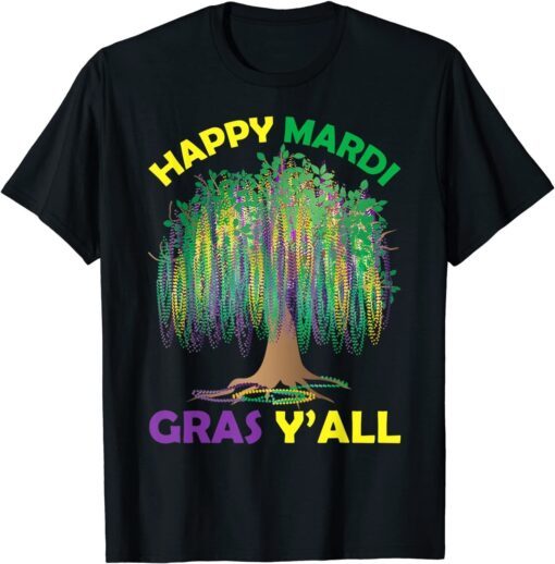 Mardi Gras Tree Beads New Orleans Festival 2022 Watercolor Tee Shirt