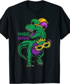 Mardi Grawr T Rex Dinosaur Mardi Gras Bead Costume Tee Shirt