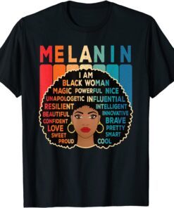 Melanin Pride Black Woman Afro American Black Girl Retro Tee Shirt