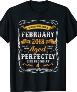 Mens Vinatge February 2018 4th Birthday 4 Years Old Tee Shirt