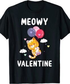 Meowy Valentine Cats Cute Kitten Cat Valentines Day Tee Shirt