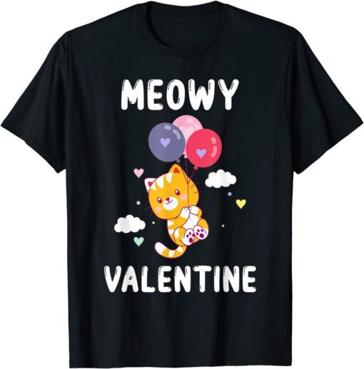 Meowy Valentine Cats Cute Kitten Cat Valentines Day Tee Shirt