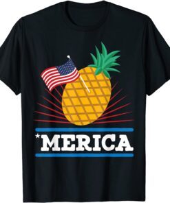 Merica Pineapple American Flag 4th Of July USA Tee Shirt