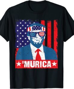 Murica Trump USA Flag Glasses 2020 Election Republican T-Shirt