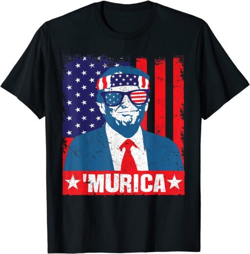 Murica Trump USA Flag Glasses 2020 Election Republican T-Shirt
