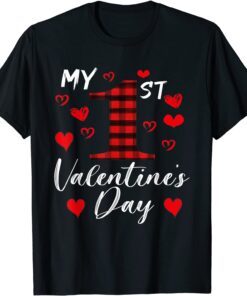 My First Valentines Day Buffalo Plaid Valentine couple Tee Shirt
