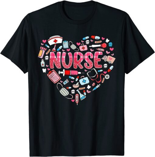Nurse Heart Nursing RN Life Valentine's Day Tee Shirt