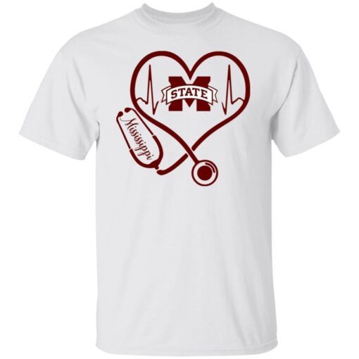 Nurse Love Mississippi State Bulldogs Heartbeat Tee Shirt