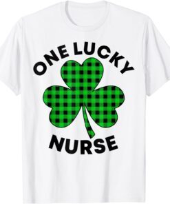 One Lucky Nurse Shamrock Green Plaid St Patrick's Day Tee Shirt