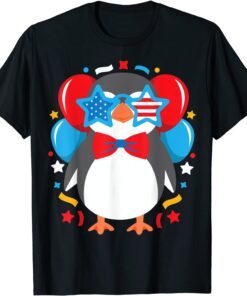 Party Penguin Balloons 4th Of July USA American Flag Classic Shirt