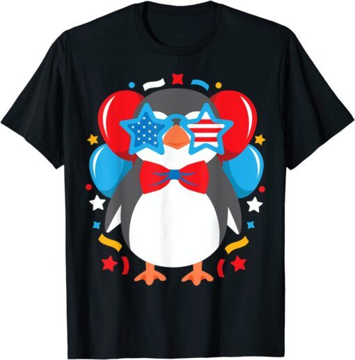 Party Penguin Balloons 4th Of July USA American Flag Classic Shirt