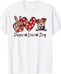 Peace Love Jack Russell Terrier Dog Lovers Leopard Print Tee Shirt