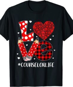 Plaid Heart LOVE Counselor Valentine Day Christmas Tee Shirt