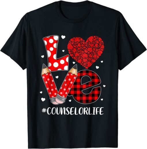 Plaid Heart LOVE Counselor Valentine Day Christmas Tee Shirt