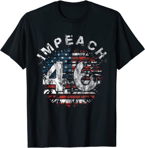 Political Humor Impeach 46, Anti Biden Patriotic Flag Tee Shirt