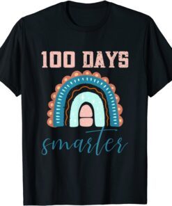 Rainbow dino 100 Days Smarter Happy 100th Day Of School Tee Shirt