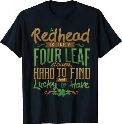 Redhead Four Leaf Clover Hard Find Lucky Irish St Patricks Tee Shirt