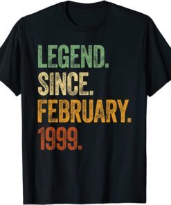 Retro 1999 Birthday February Born Legend Since 1999 Tee Shirt