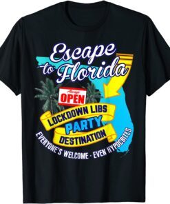 Ron Desantis Campaign Escape To Florida Lockdown Libs Tour Tee Shirt