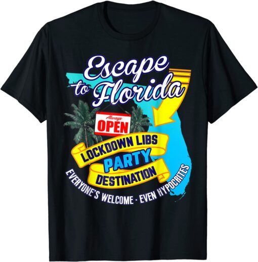 Ron Desantis Campaign Escape To Florida Lockdown Libs Tour Tee Shirt