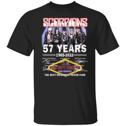 Scorpions 57th Anniversary 1965 2022 Signatures Thank You For The Memories Tee Shirt