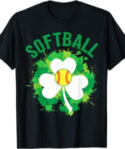 Softball Shamrock Lucky Clover Irish St Patrick's Day Tee Shirt