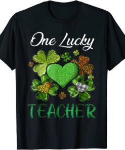 St Patricks Day Shamrock Buffalo Plaid Teacher Tee Shirt