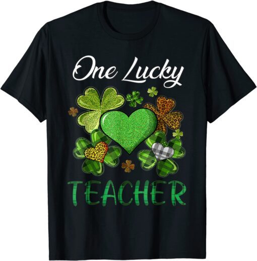 St Patricks Day Shamrock Buffalo Plaid Teacher Tee Shirt