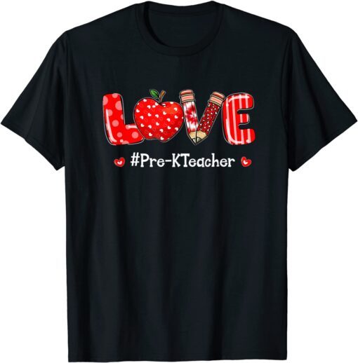 Tie Dye Leopard Love Pre-K Teacher Valentines Day Matching Tee Shirt