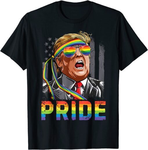 Trump LGBT Gay Pride Flag Sunglasses Lesbian Bisexual Trans Tee Shirt